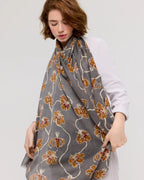 FOULARD MÉRINOS LILY - GRIS ET AMBRE - PRINCESSE & DRAGON