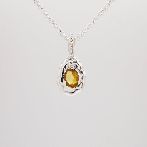 PENDENTIF SAPHIR JAUNE ET ARGENT - PIÈCE UNIQUE - PAUZE ATELIER