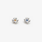 BOUCLES D'OREILLES PETITES FLEURS No.3 - SAPHIRS ABRICOT ET BLEU AZUR - PAUZE ATELIER