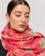 FOULARD MÉRINOS LILY - ROSE ET JAUNE - PRINCESSE & DRAGON